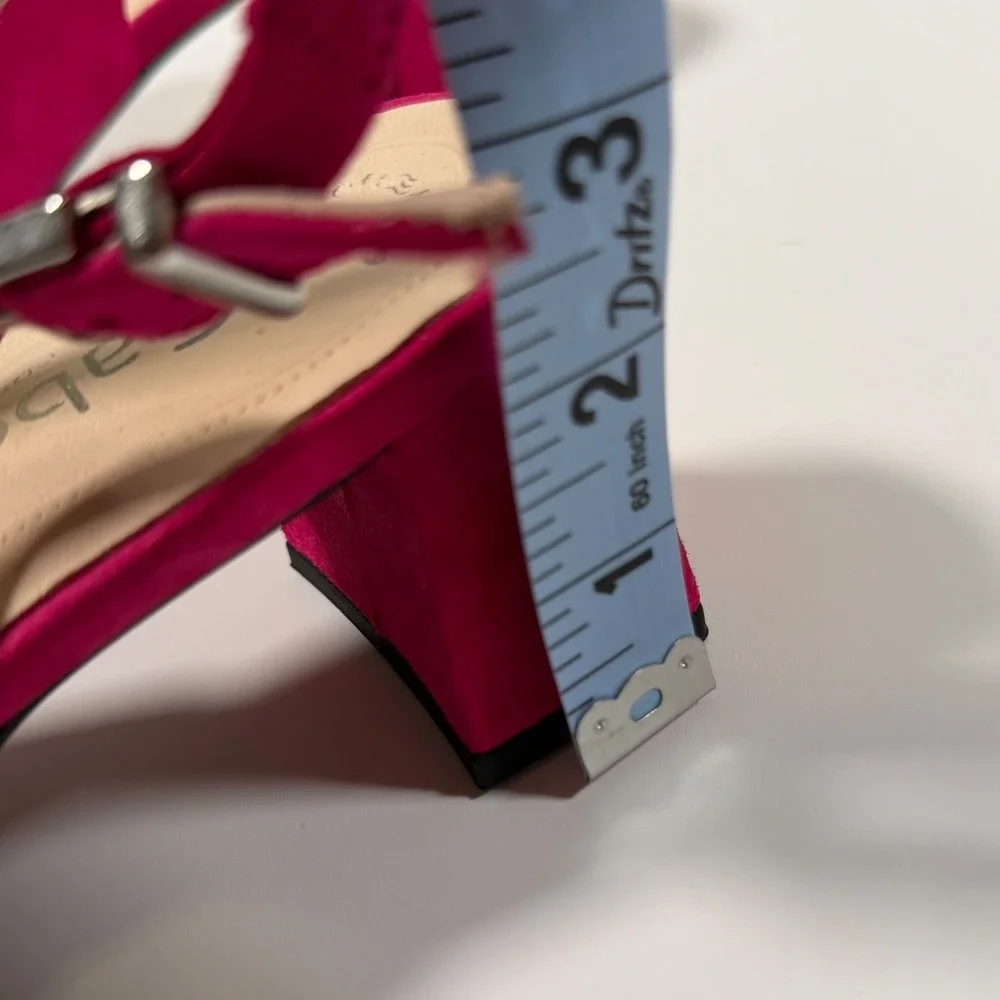 Gabor Magenta Pink Suede Slingback Block Heel Pumps Pointed Toe Old Money